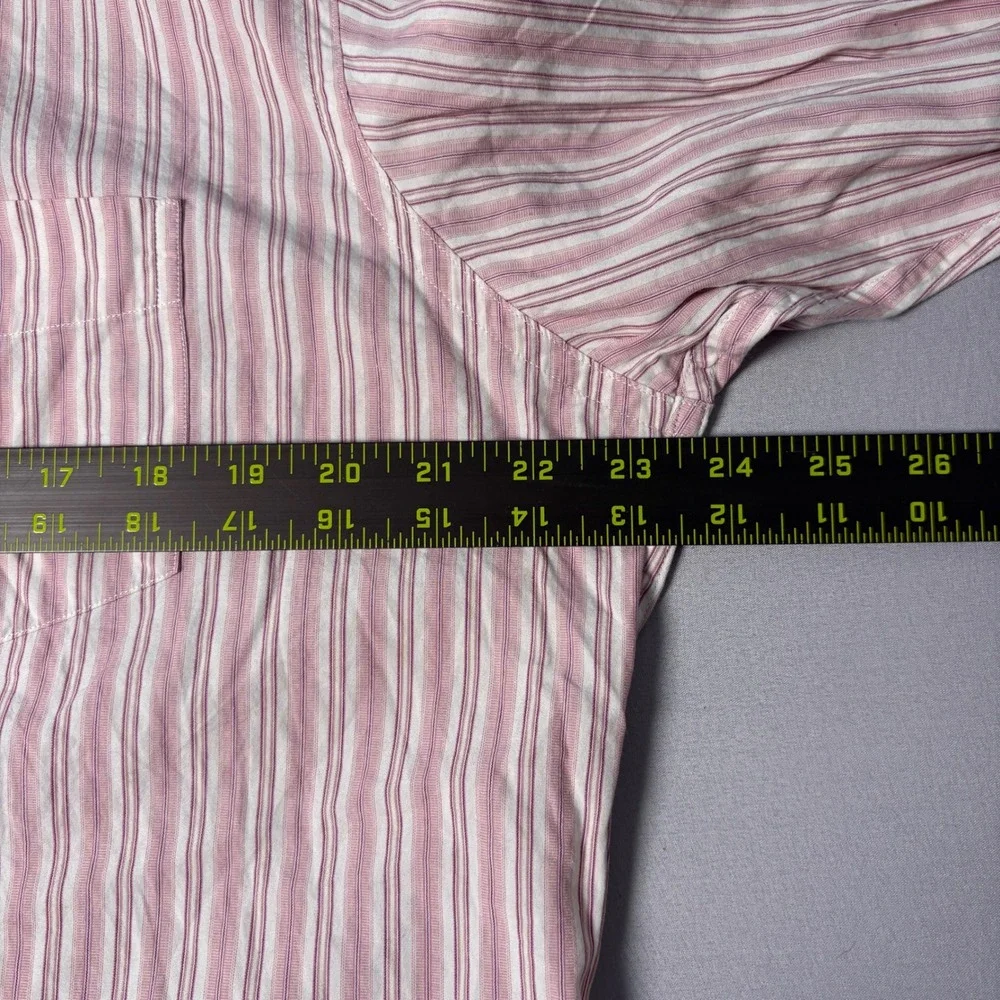 Polo Ralph Lauren Mens Large Pink White Striped Long Sleeve Button Down Shirt